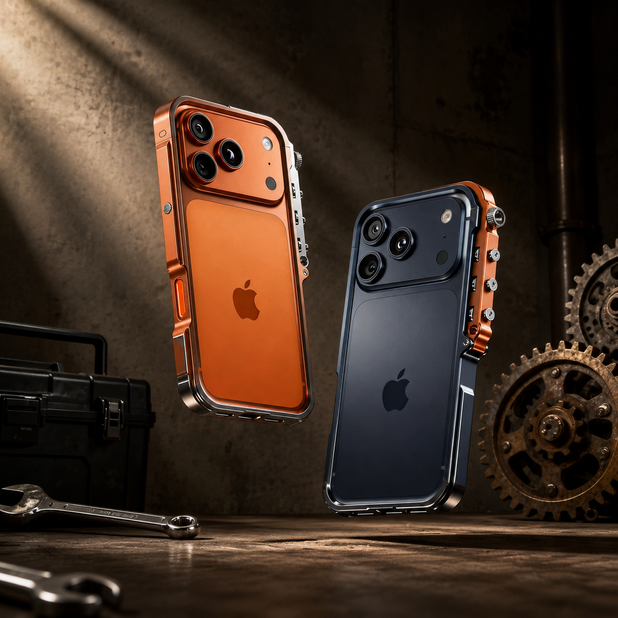 Premium iPhone Case Cyberpunk Aluminum Alloy Mechanical Bumper Metal Frame Shockproof Heavy Duty Camera Lens Protection Protective Design
