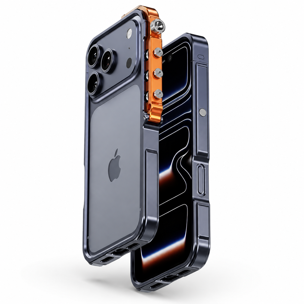 Premium iPhone Case Cyberpunk Aluminum Alloy Mechanical Bumper Metal Frame Shockproof Heavy Duty Camera Lens Protection Protective Design