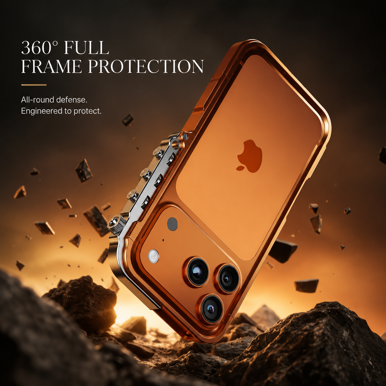 Premium iPhone Case Cyberpunk Aluminum Alloy Mechanical Bumper Metal Frame Shockproof Heavy Duty Camera Lens Protection Protective Design