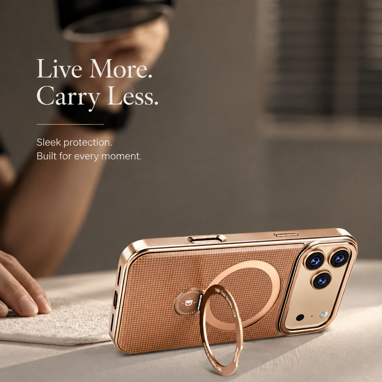 Premium iPhone Case Diamond Pattern Leather MagSafe Compatible Cover Rotating Kickstand Camera Lens Protection Shockproof Anti Fingerprint Design