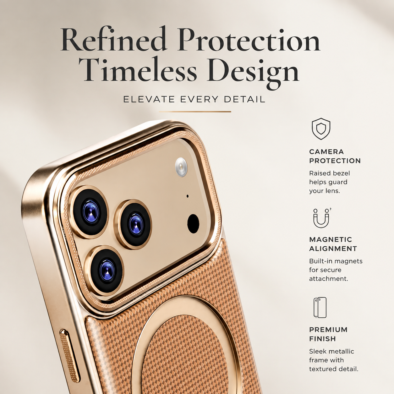 Premium iPhone Case Diamond Pattern Leather MagSafe Compatible Cover Rotating Kickstand Camera Lens Protection Shockproof Anti Fingerprint Design