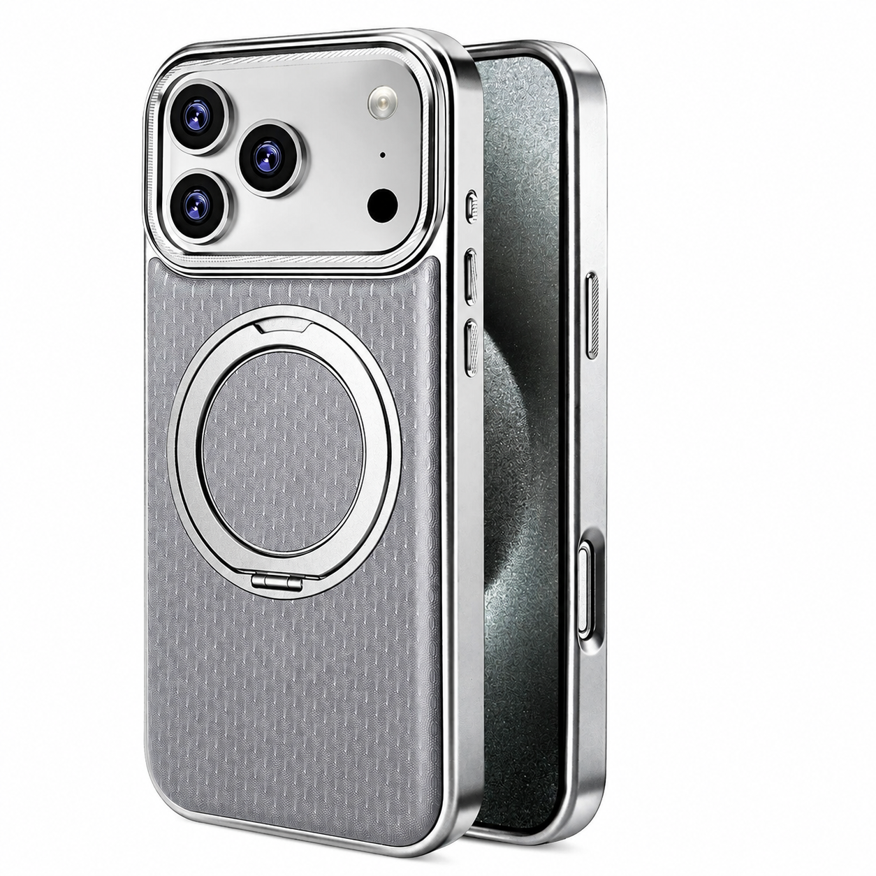 Premium iPhone Case Diamond Pattern Leather MagSafe Compatible Cover Rotating Kickstand Camera Lens Protection Shockproof Anti Fingerprint Design