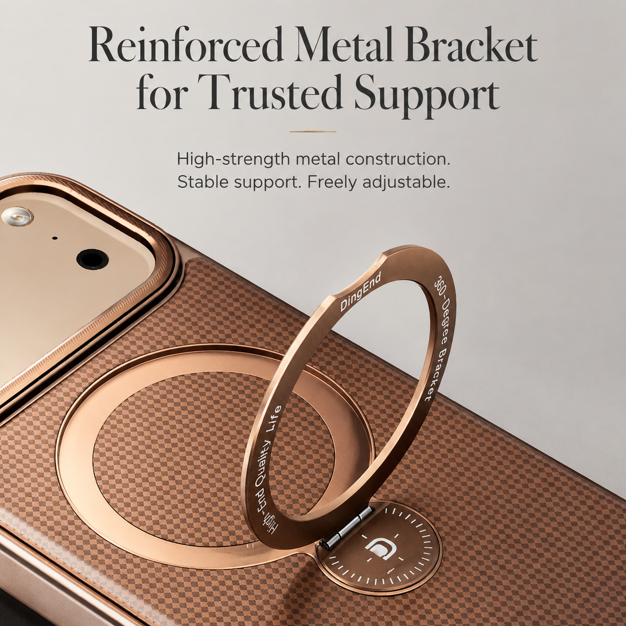 Premium iPhone Case Diamond Pattern Leather MagSafe Compatible Cover Rotating Kickstand Camera Lens Protection Shockproof Anti Fingerprint Design