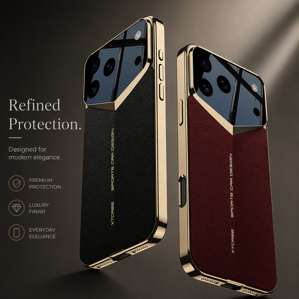 Premium iPhone Case Electroplated Leather Protective Cover Shockproof Hard Shell Camera Lens Protection Anti Fingerprint Anti Scratch Slim Full Coverage