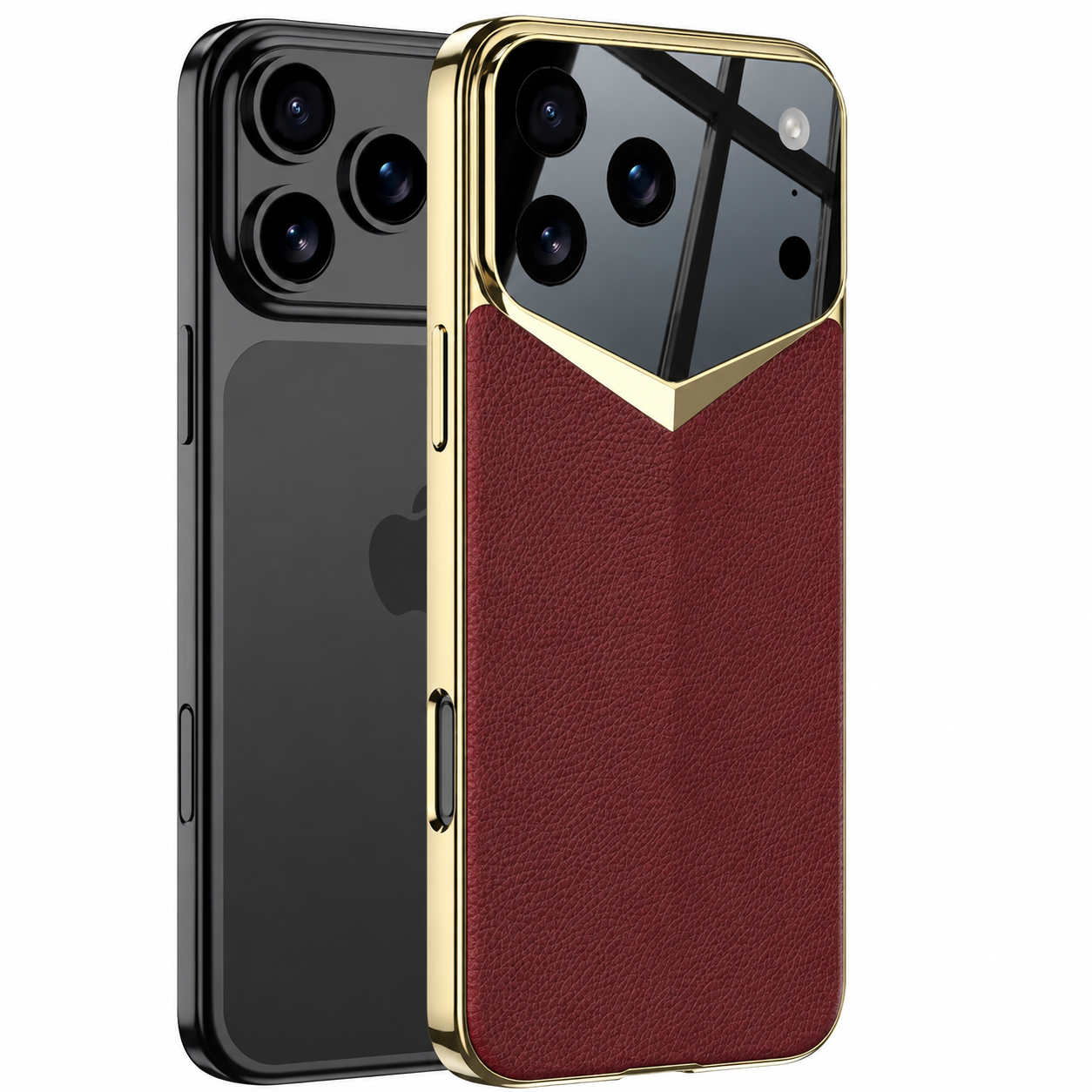 Premium iPhone Case Electroplated Leather Protective Cover Shockproof Hard Shell Camera Lens Protection Anti Fingerprint Anti Scratch Slim Full Coverage