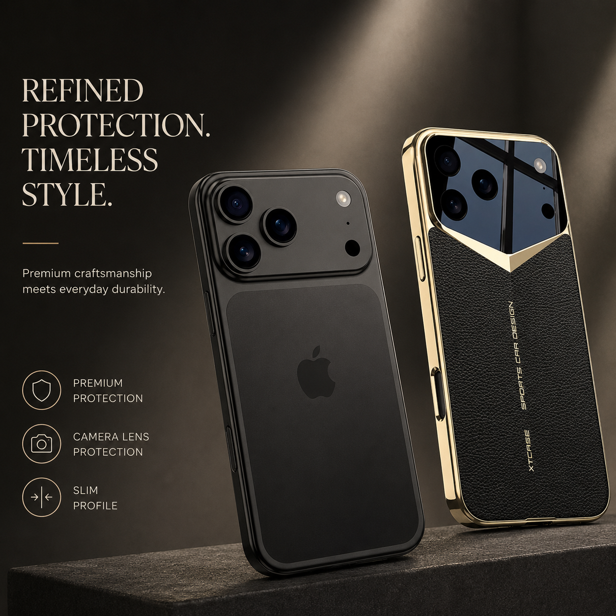 Premium iPhone Case Electroplated Leather Protective Cover Shockproof Hard Shell Camera Lens Protection Anti Fingerprint Anti Scratch Slim Full Coverage