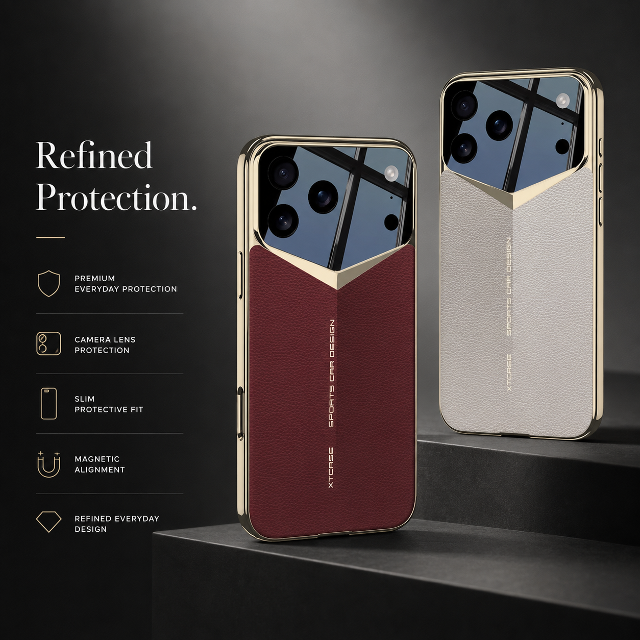 Premium iPhone Case Electroplated Leather Protective Cover Shockproof Hard Shell Camera Lens Protection Anti Fingerprint Anti Scratch Slim Full Coverage
