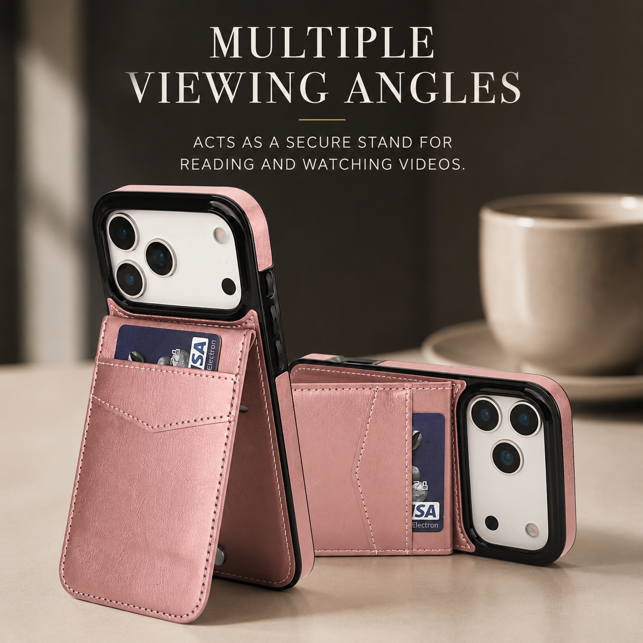 Premium iPhone Case Flip Wallet Cover Leather Card Holder with Stand Shockproof Anti Fingerprint Protective Design Full Access Slim Durable Magnetic Closure