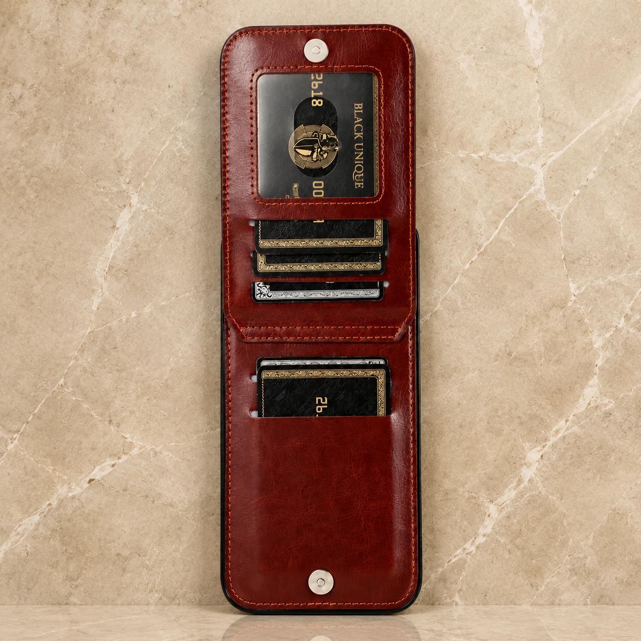 Premium iPhone Case Flip Wallet Cover Leather Card Holder with Stand Shockproof Anti Fingerprint Protective Design Full Access Slim Durable Magnetic Closure