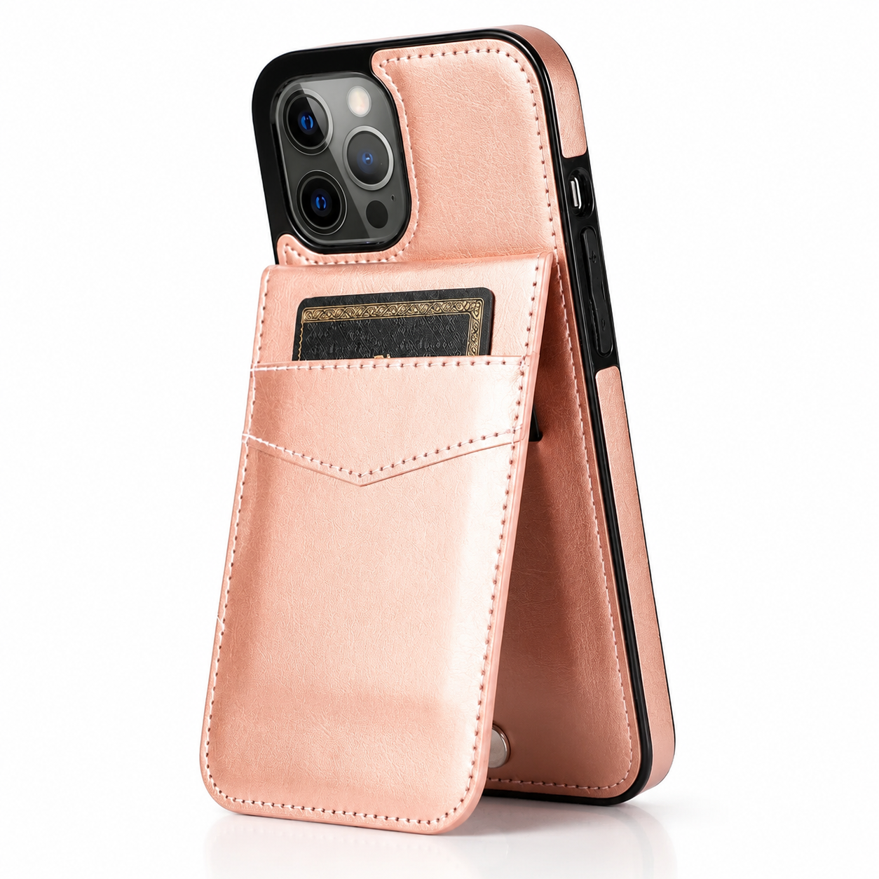 Premium iPhone Case Flip Wallet Cover Leather Card Holder with Stand Shockproof Anti Fingerprint Protective Design Full Access Slim Durable Magnetic Closure