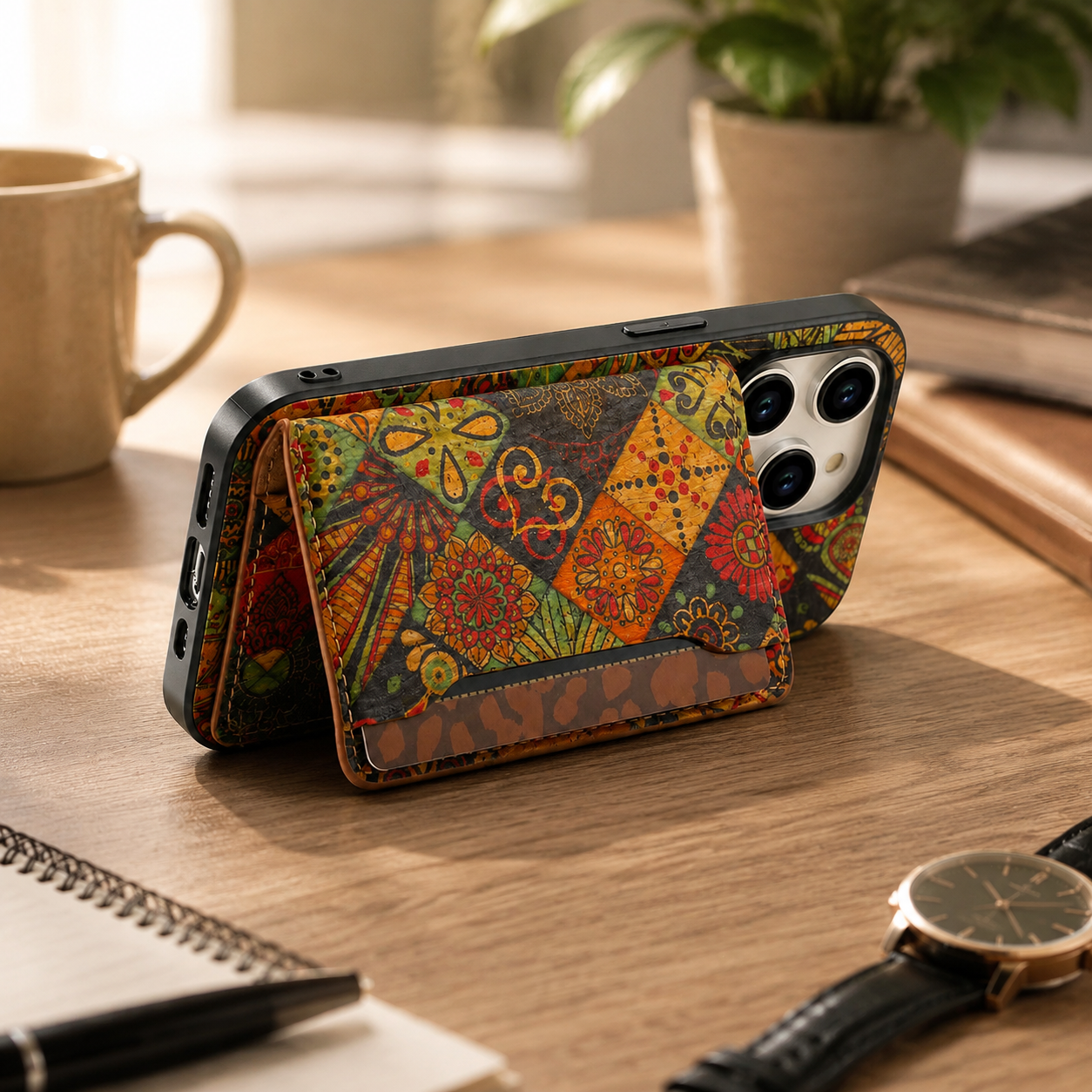 Premium iPhone Case Flower Pattern Leather Wallet Cover Magnetic Closure Card Holder Stand Function Shockproof Protective Flip Case Full Coverage Design