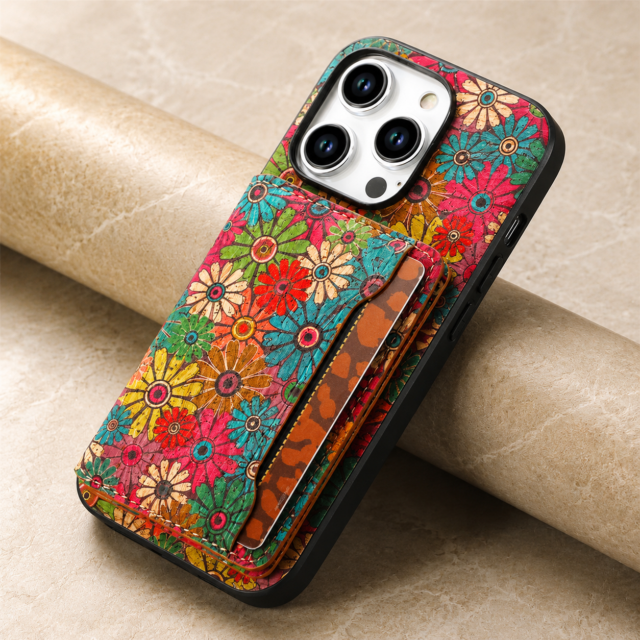 Premium iPhone Case Flower Pattern Leather Wallet Cover Magnetic Closure Card Holder Stand Function Shockproof Protective Flip Case Full Coverage Design