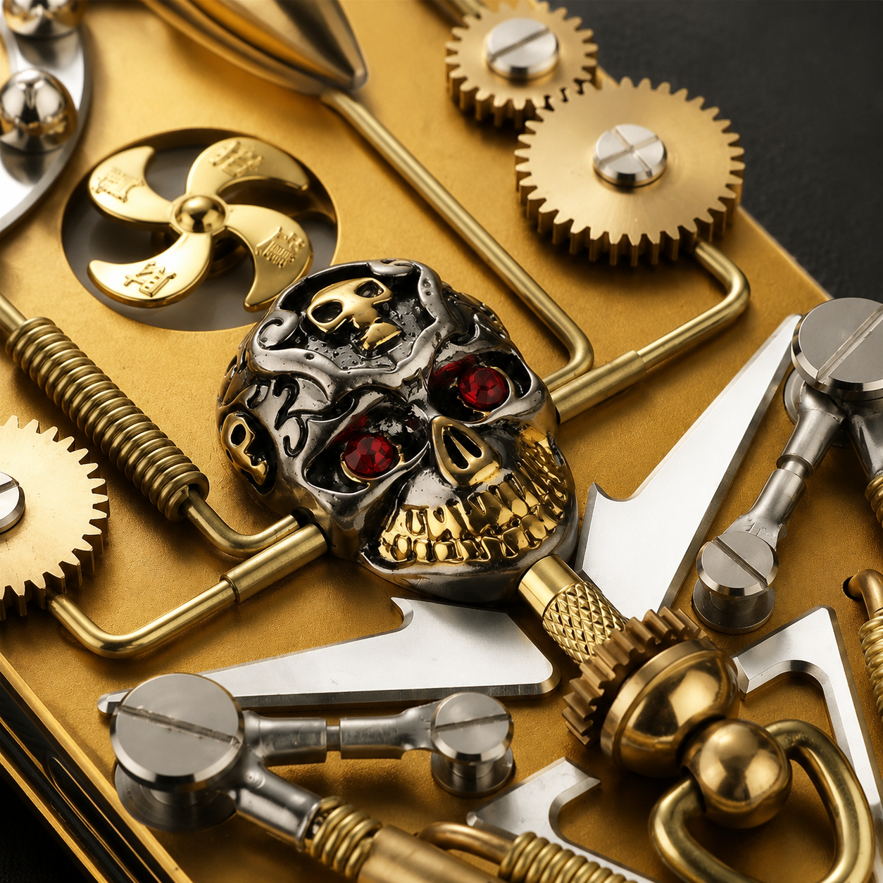 Premium iPhone Case Gear Compass Skull Cover MagSafe Compatible Shockproof Protective Case 3D Metal Style Design Camera Lens Screen Protection Full Coverage