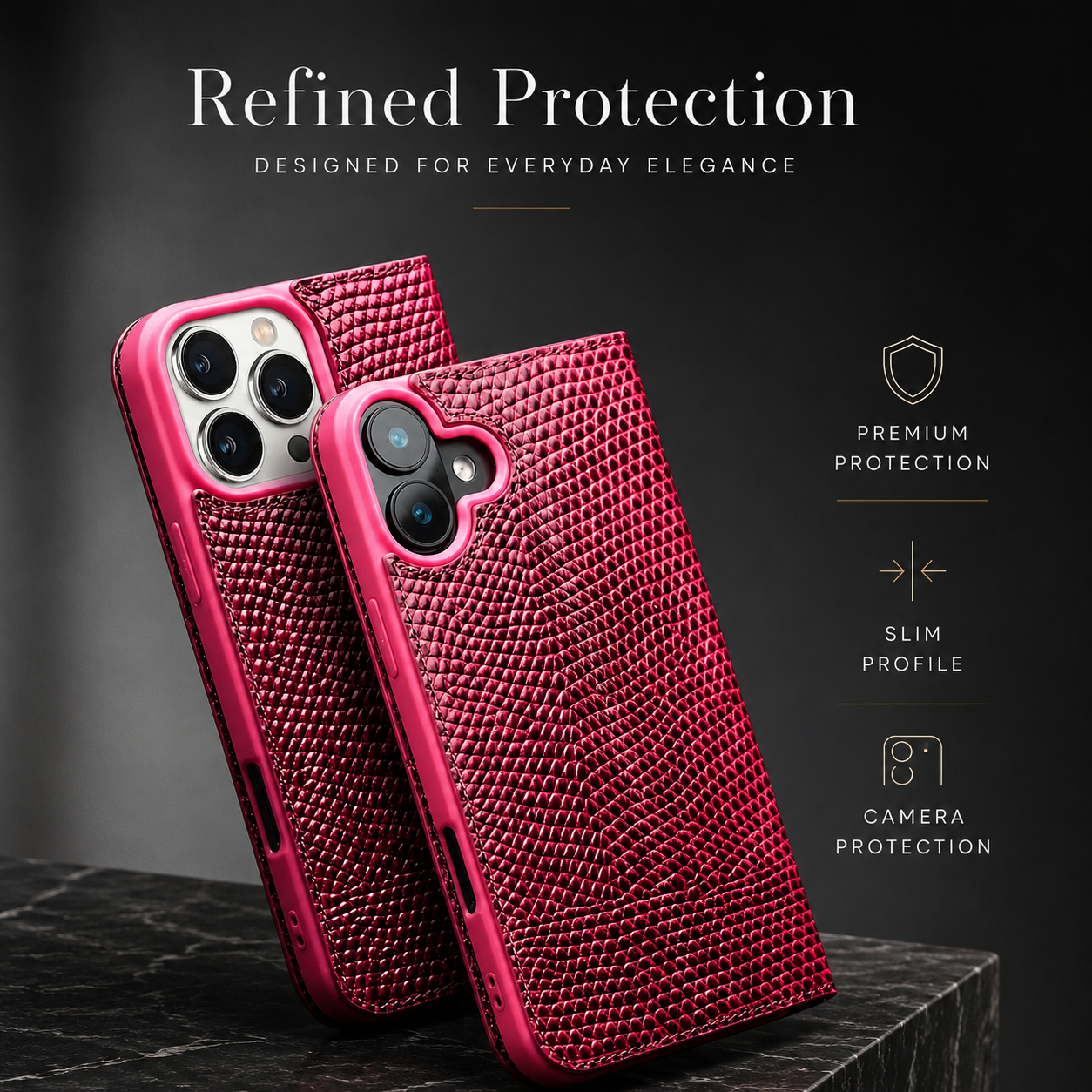 Premium iPhone Case Genuine Cowhide Leather Flip Wallet Protective Cover Crocodile Grain Card Holder Magnetic Stand Shockproof Full Body Design