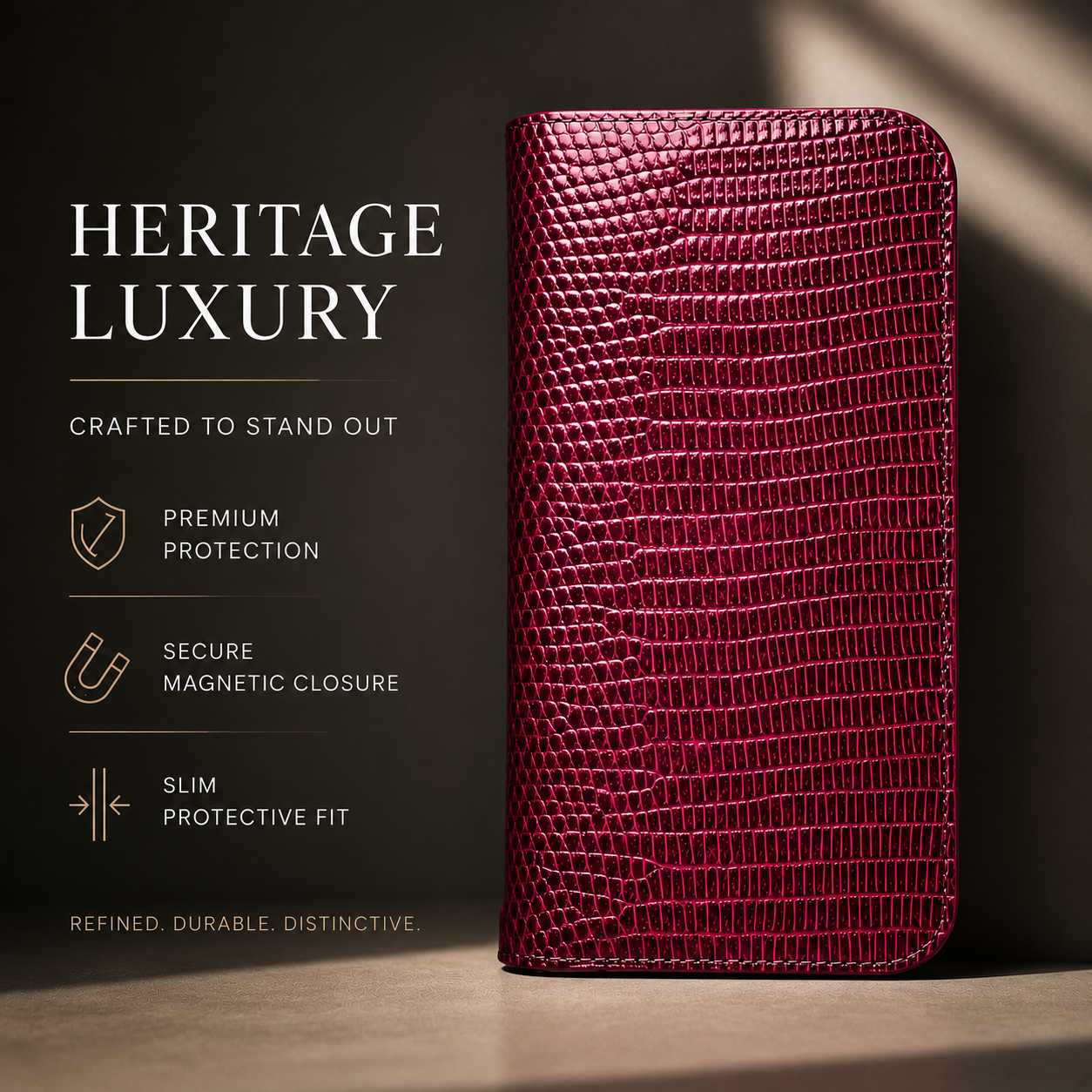 Premium iPhone Case Genuine Cowhide Leather Flip Wallet Protective Cover Crocodile Grain Card Holder Magnetic Stand Shockproof Full Body Design