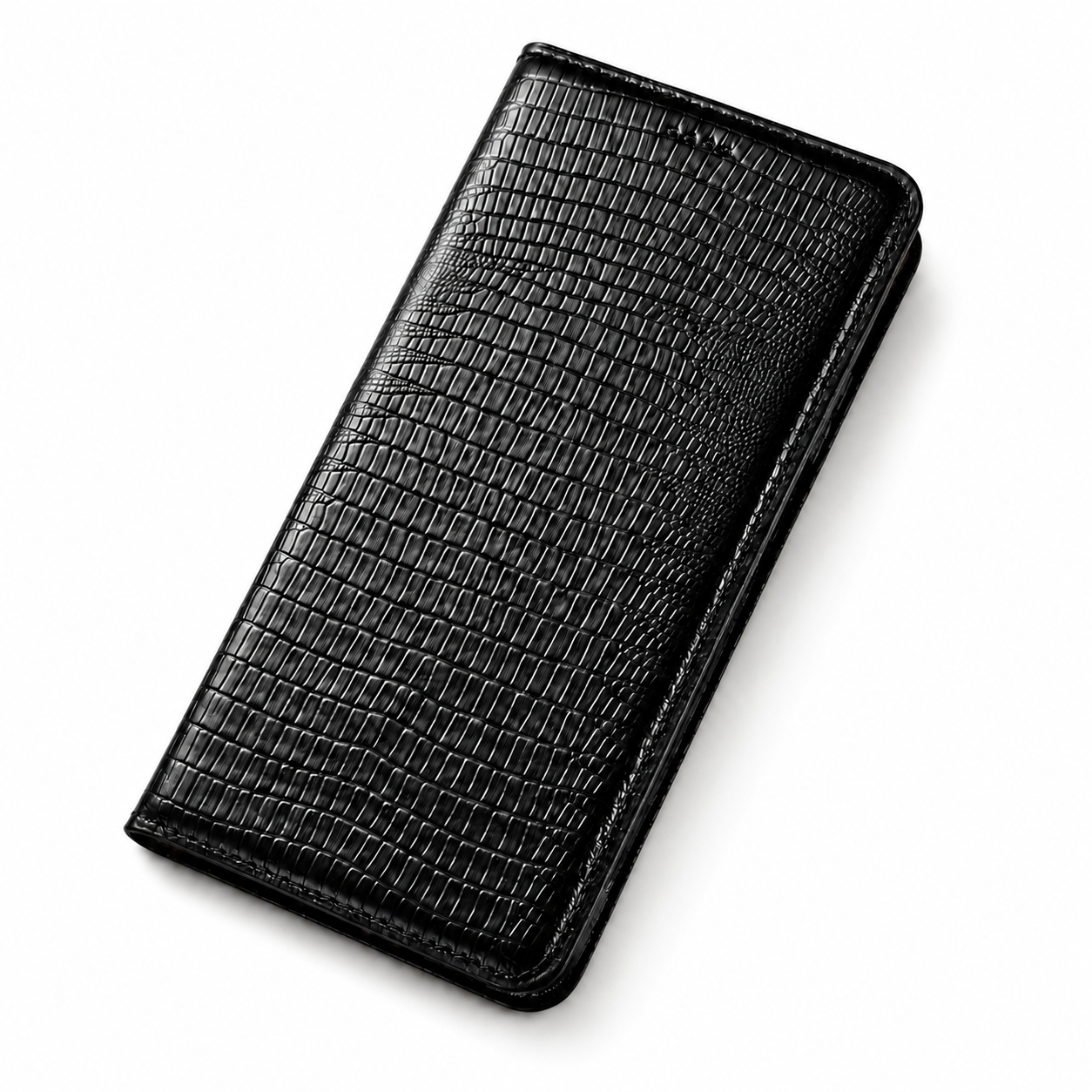 Premium iPhone Case Genuine Cowhide Leather Flip Wallet Protective Cover Crocodile Grain Card Holder Magnetic Stand Shockproof Full Body Design