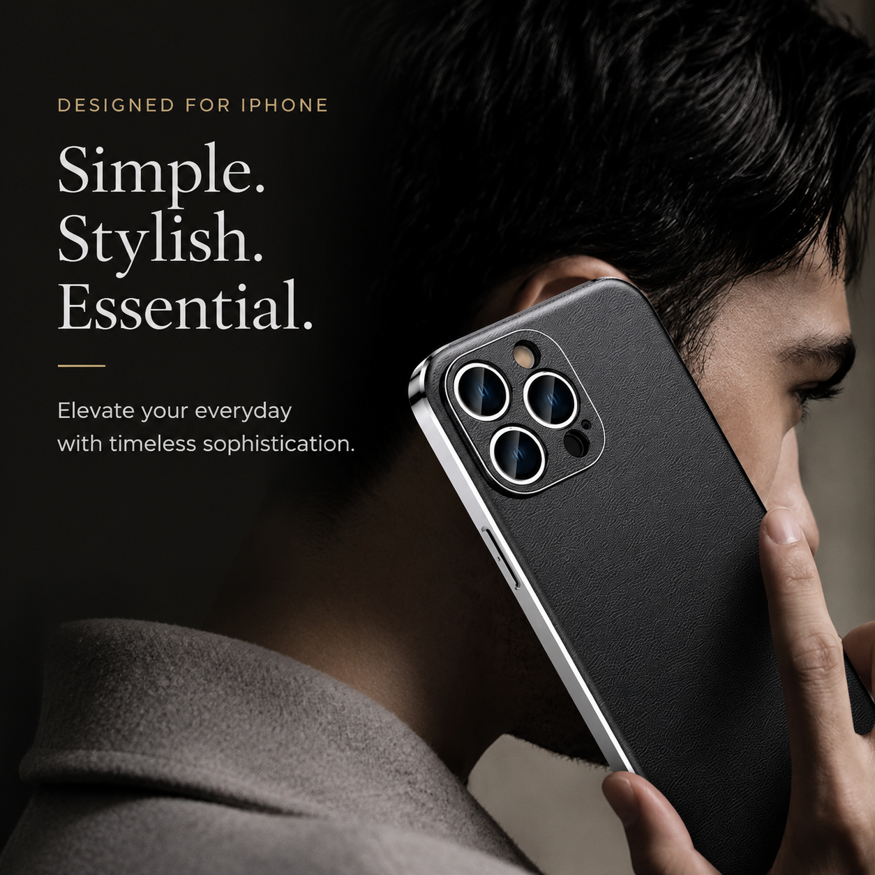 Premium iPhone Case Genuine Cowhide Leather Plated Frame Shockproof Protective Cover Full Lens Protection Camera Guard Slim Luxury Design