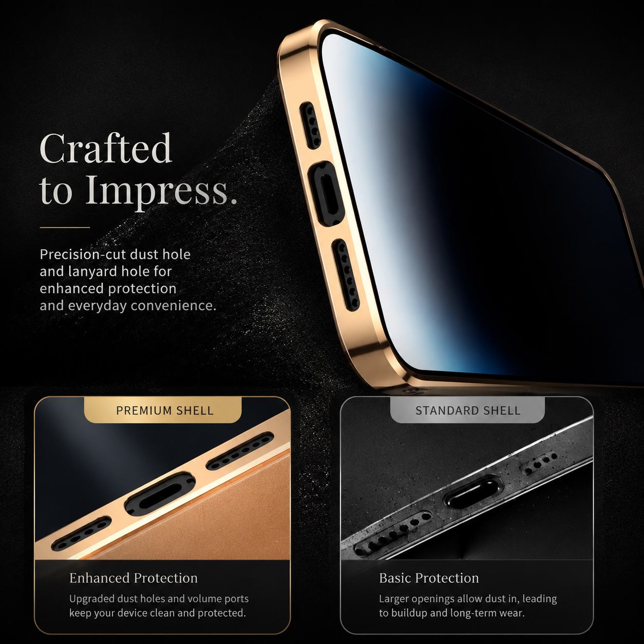 Premium iPhone Case Genuine Cowhide Leather Plated Frame Shockproof Protective Cover Full Lens Protection Camera Guard Slim Luxury Design