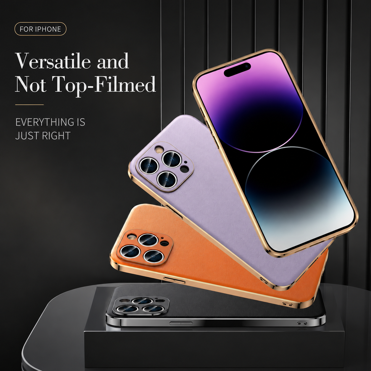 Premium iPhone Case Genuine Cowhide Leather Plated Frame Shockproof Protective Cover Full Lens Protection Camera Guard Slim Luxury Design