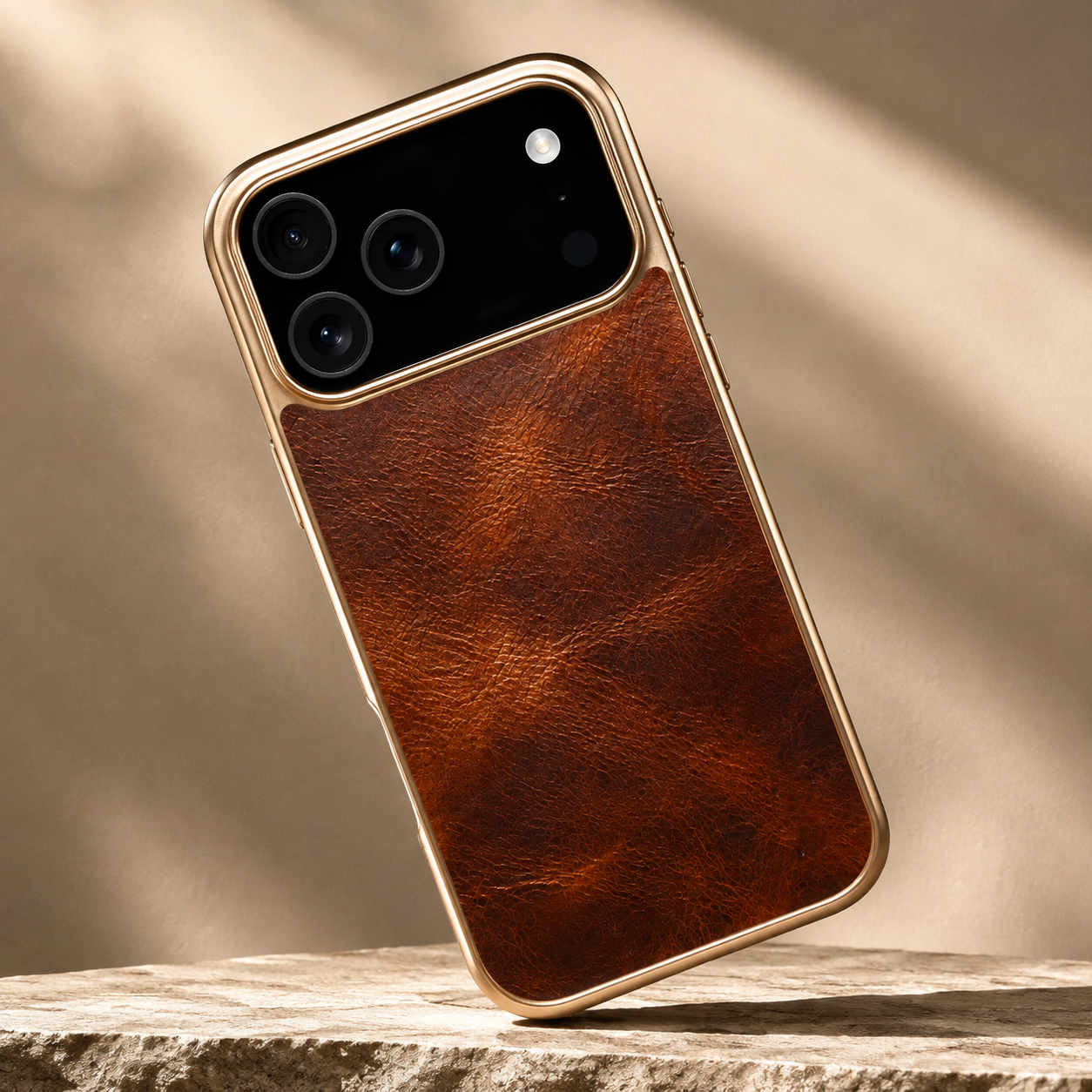 Premium iPhone Case Genuine Cowhide Leather Protective Cover Electroplated Frame Shockproof Non Slip Heat Resistant Scratch Resistant Slim Full Coverage
