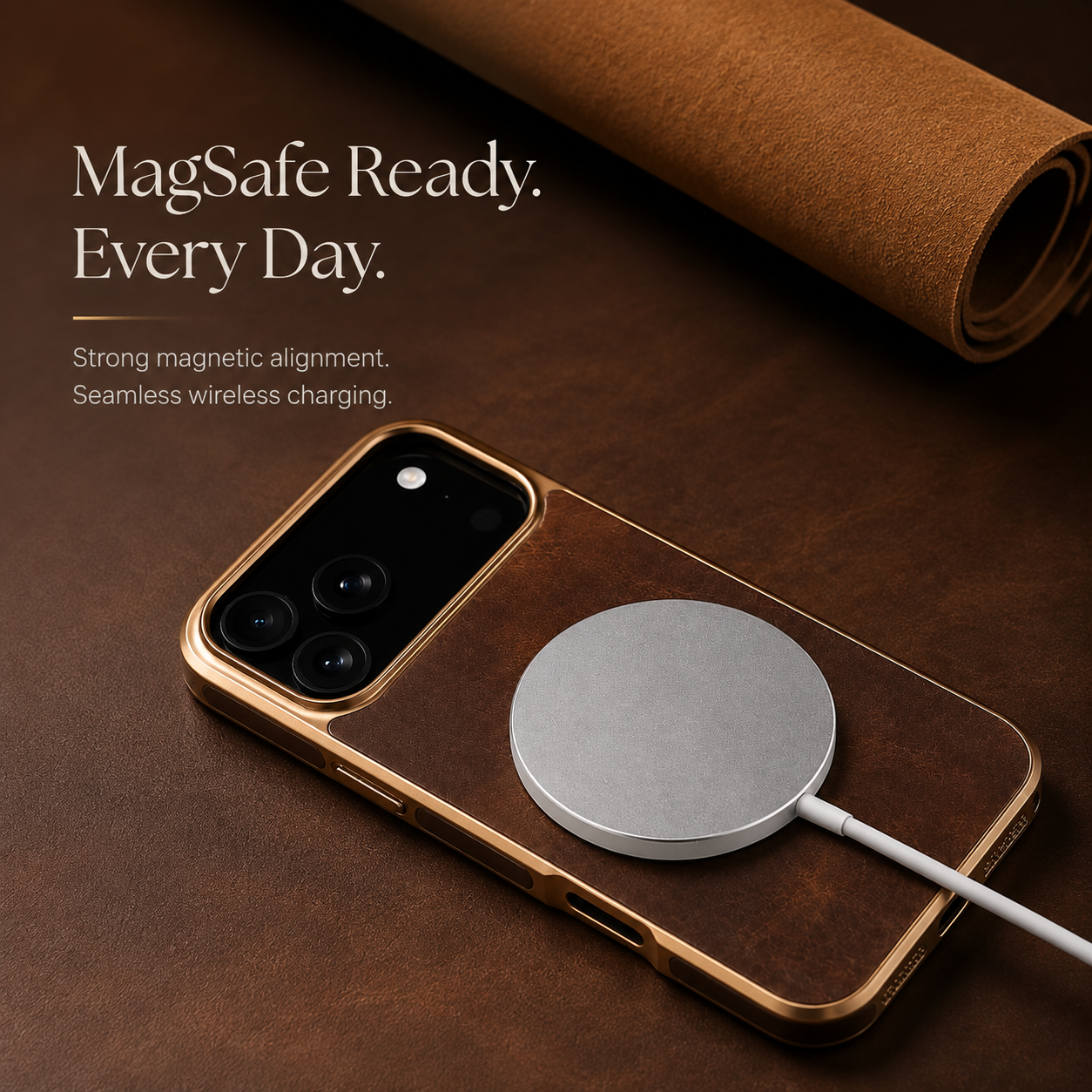 Premium iPhone Case Genuine Cowhide Leather Protective Cover Electroplated Frame Shockproof Non Slip Heat Resistant Scratch Resistant Slim Full Coverage