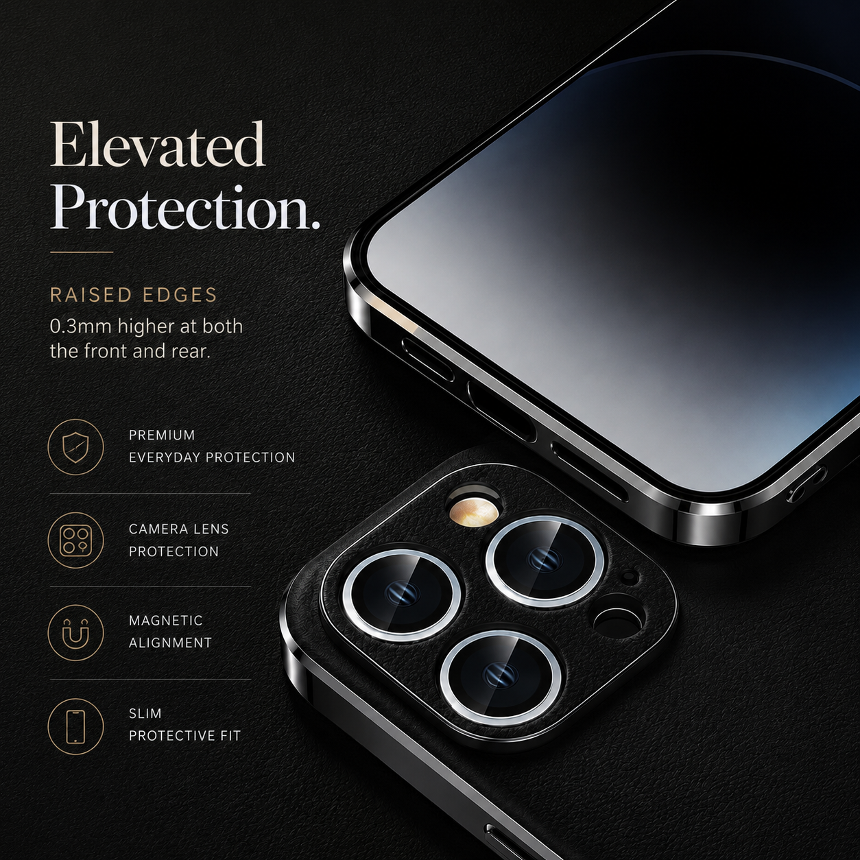 Premium iPhone Case Genuine Cowhide Leather Protective Cover Plated Metal Frame Full Camera Lens Protection Shockproof Slim Durable Wireless Charging Design