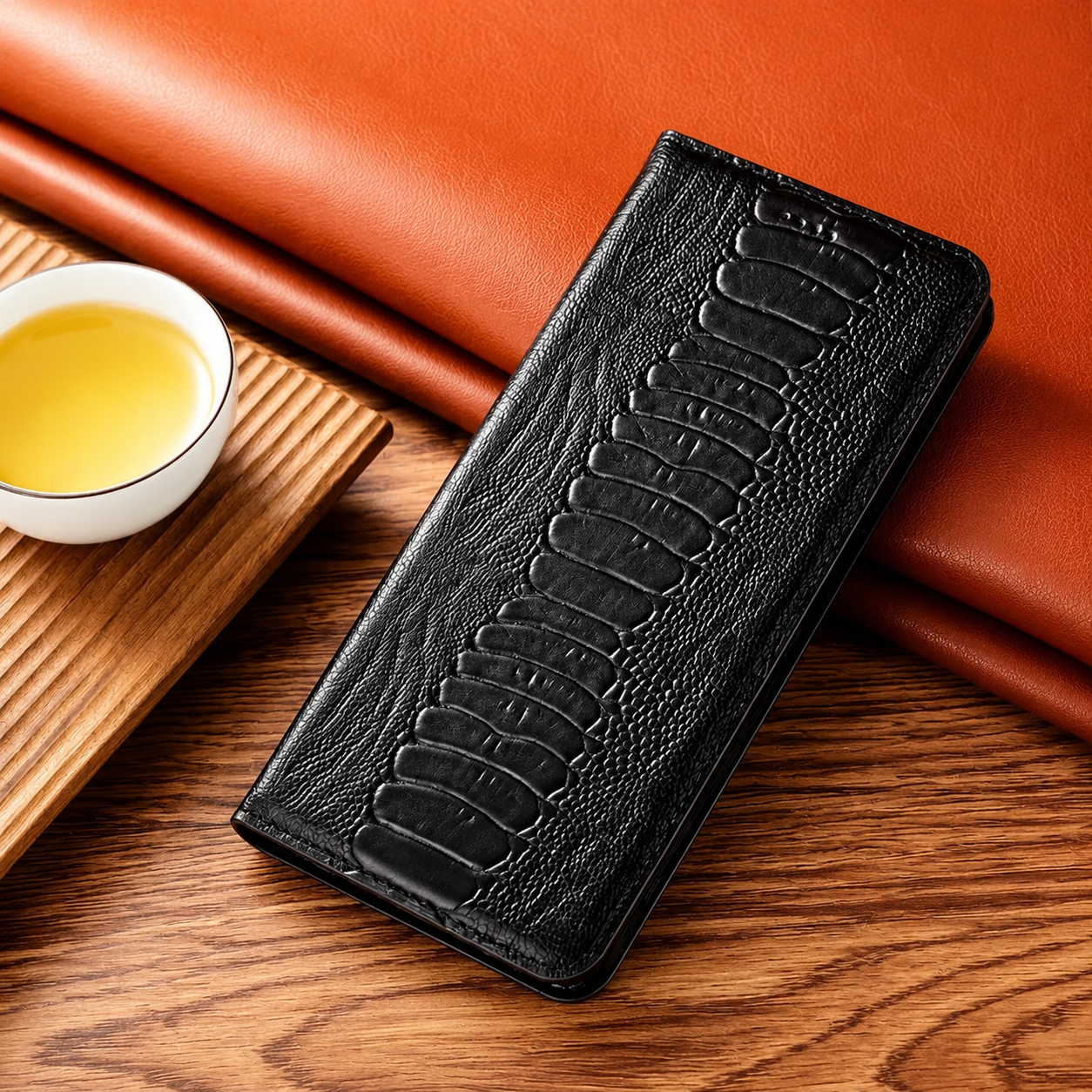Premium iPhone Case Genuine Leather Flip Wallet Cover Card Holder Stand Magnetic Closure Shockproof Protective Case Full Coverage Slim Design