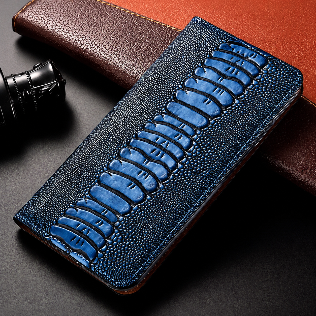 Premium iPhone Case Genuine Leather Flip Wallet Cover Card Holder Stand Magnetic Closure Shockproof Protective Case Full Coverage Slim Design