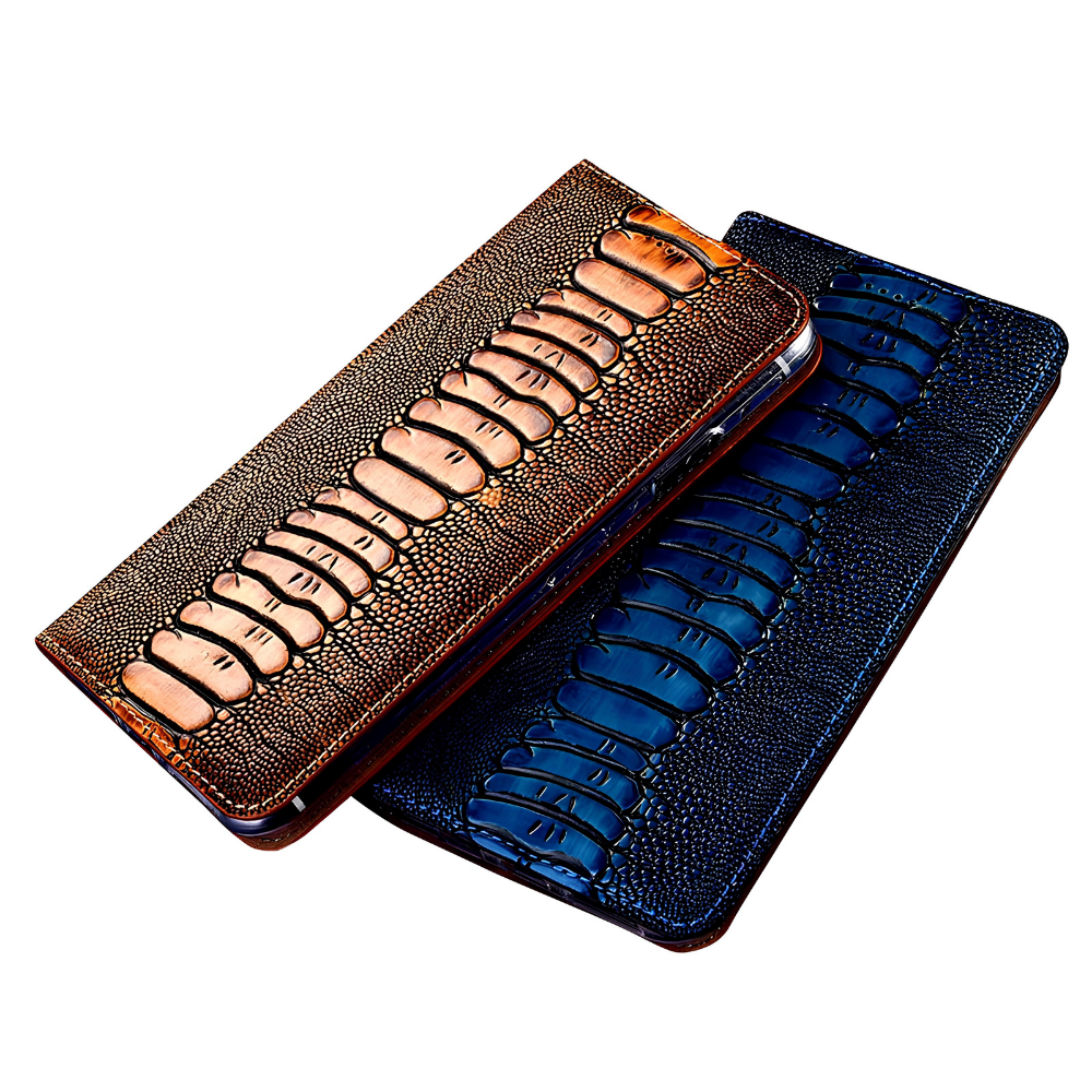 Premium iPhone Case Genuine Leather Flip Wallet Cover Card Holder Stand Magnetic Closure Shockproof Protective Case Full Coverage Slim Design