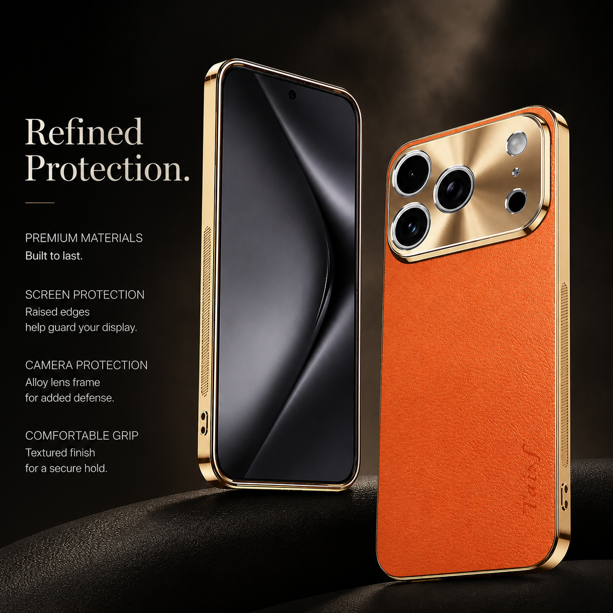 Premium iPhone Case Genuine Leather Magnetic Cover MagSafe Compatible Rotating Ring Stand Shockproof Frameless Camera Lens Protection Anti Scratch Slim Design