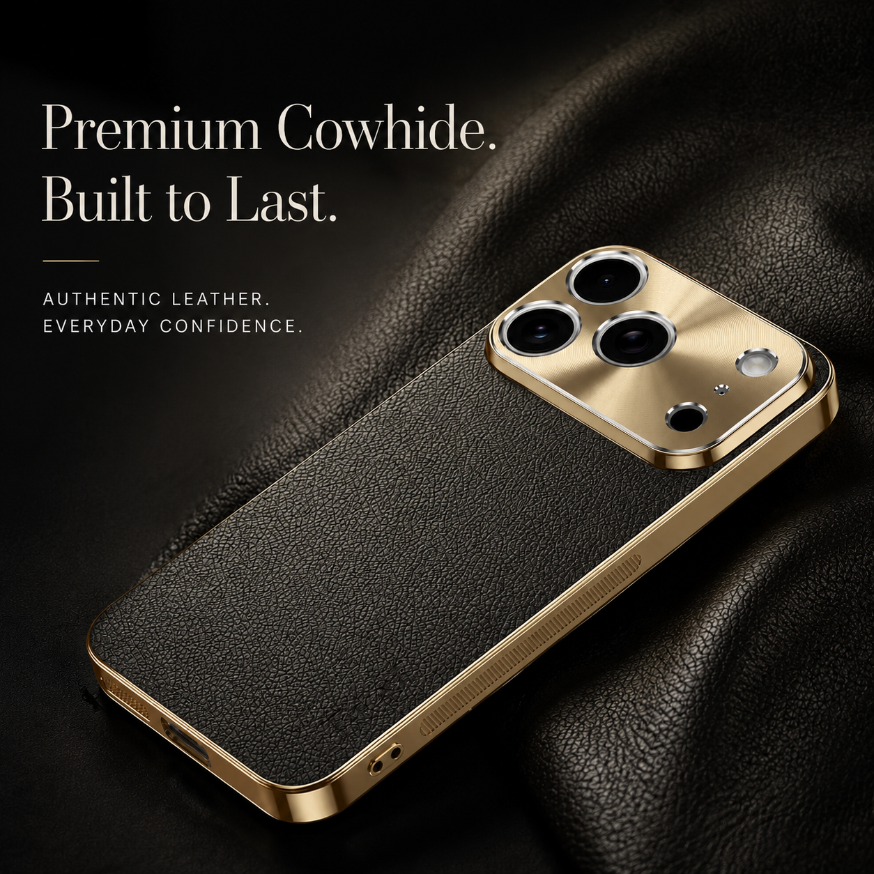 Premium iPhone Case Genuine Leather Magnetic Cover MagSafe Compatible Rotating Ring Stand Shockproof Frameless Camera Lens Protection Anti Scratch Slim Design