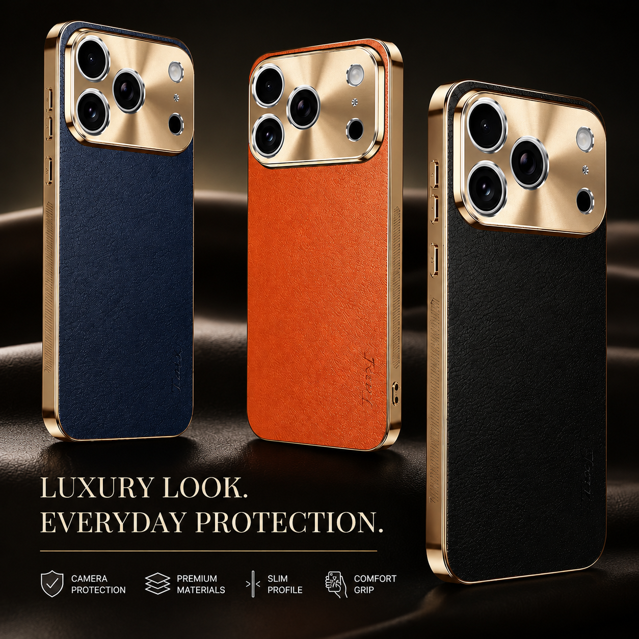 Premium iPhone Case Genuine Leather Magnetic Cover MagSafe Compatible Rotating Ring Stand Shockproof Frameless Camera Lens Protection Anti Scratch Slim Design