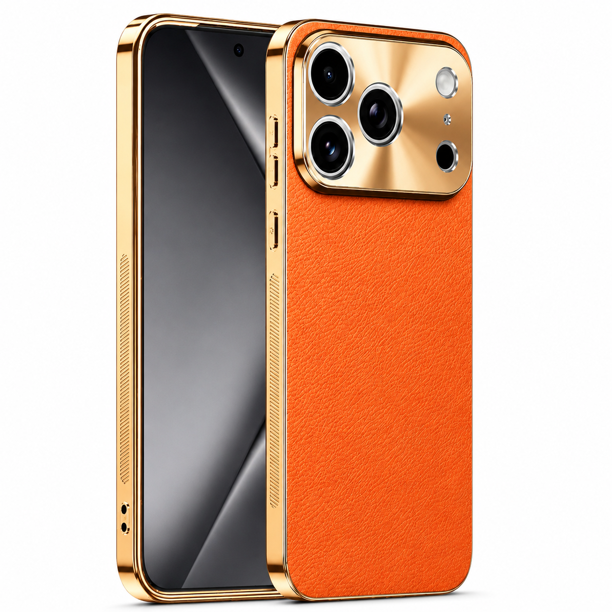 Premium iPhone Case Genuine Leather Magnetic Cover MagSafe Compatible Rotating Ring Stand Shockproof Frameless Camera Lens Protection Anti Scratch Slim Design