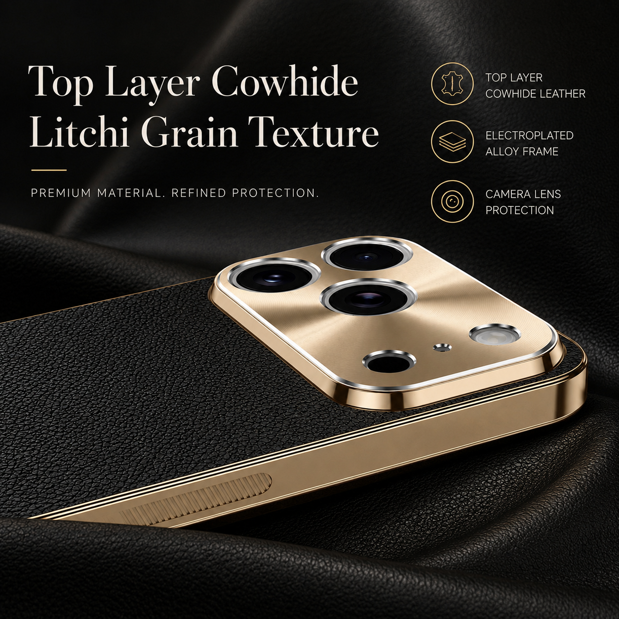 Premium iPhone Case Genuine Leather Magnetic Cover MagSafe Compatible Rotating Ring Stand Shockproof Frameless Camera Lens Protection Anti Scratch Slim Design