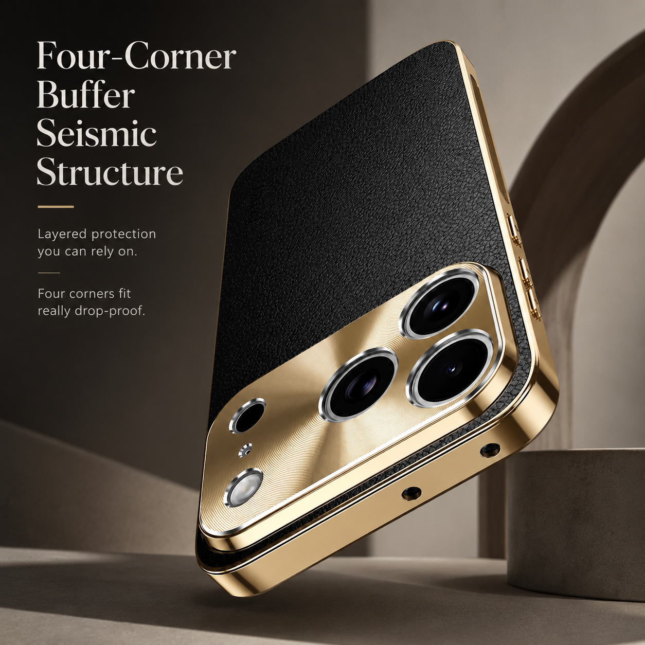 Premium iPhone Case Genuine Leather Magnetic Cover MagSafe Compatible Rotating Ring Stand Shockproof Frameless Camera Lens Protection Anti Scratch Slim Design