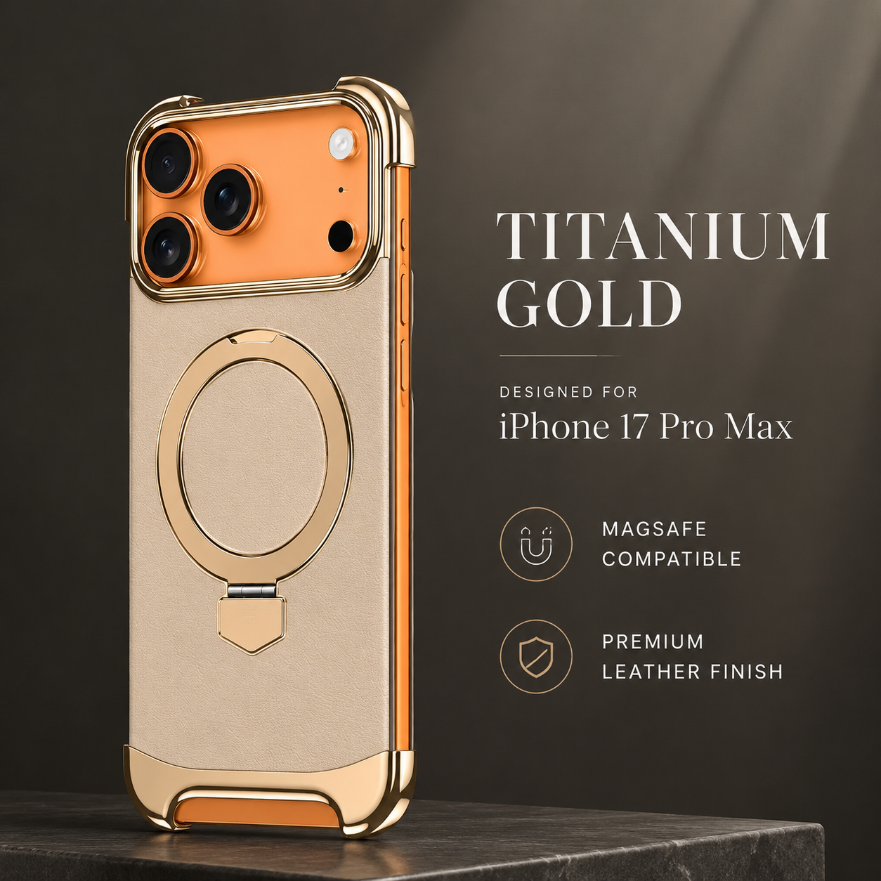 Premium iPhone Case Genuine Leather Magnetic Protective Cover Ultra Thin Frameless Metal Stand Shockproof Camera Lens Guard