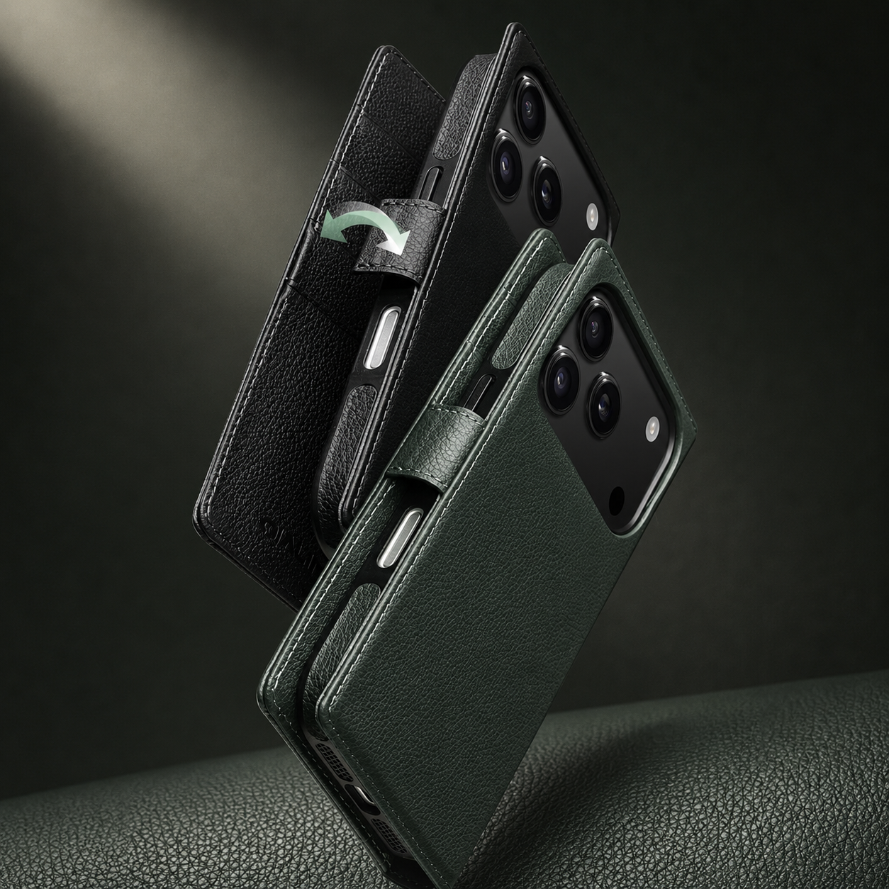 Premium iPhone Case Genuine Leather Wallet Flip Cover Card Holder Horizontal Stand Camera Lens Protection Shockproof Anti Scratch Full Coverage Design