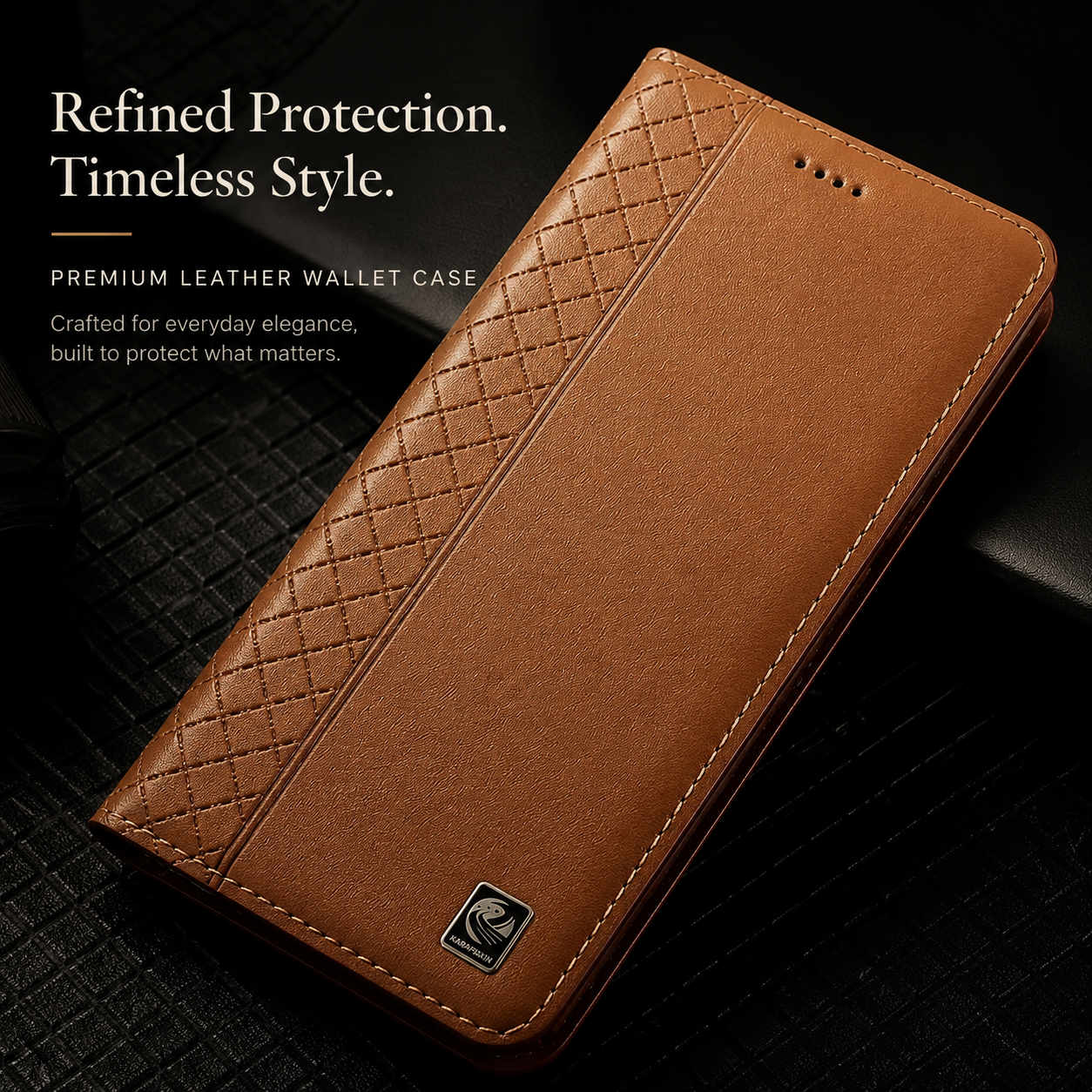 Premium iPhone Case Genuine Nappa Leather Wallet Flip Cover Card Holder Magnetic Closure Stand Function Shockproof Protective Business Design