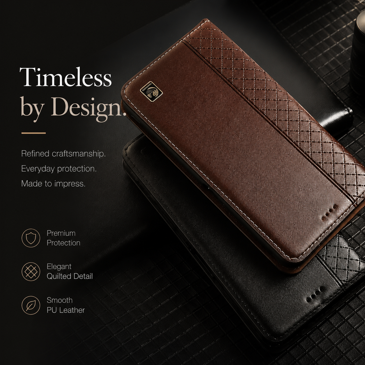 Premium iPhone Case Genuine Nappa Leather Wallet Flip Cover Card Holder Magnetic Closure Stand Function Shockproof Protective Business Design