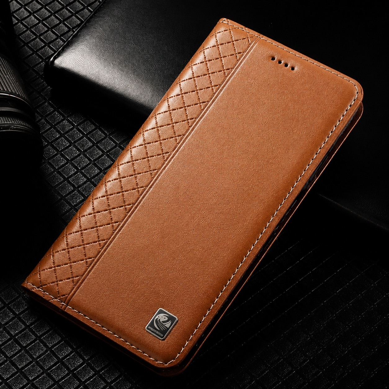 Premium iPhone Case Genuine Nappa Leather Wallet Flip Cover Card Holder Magnetic Closure Stand Function Shockproof Protective Business Design