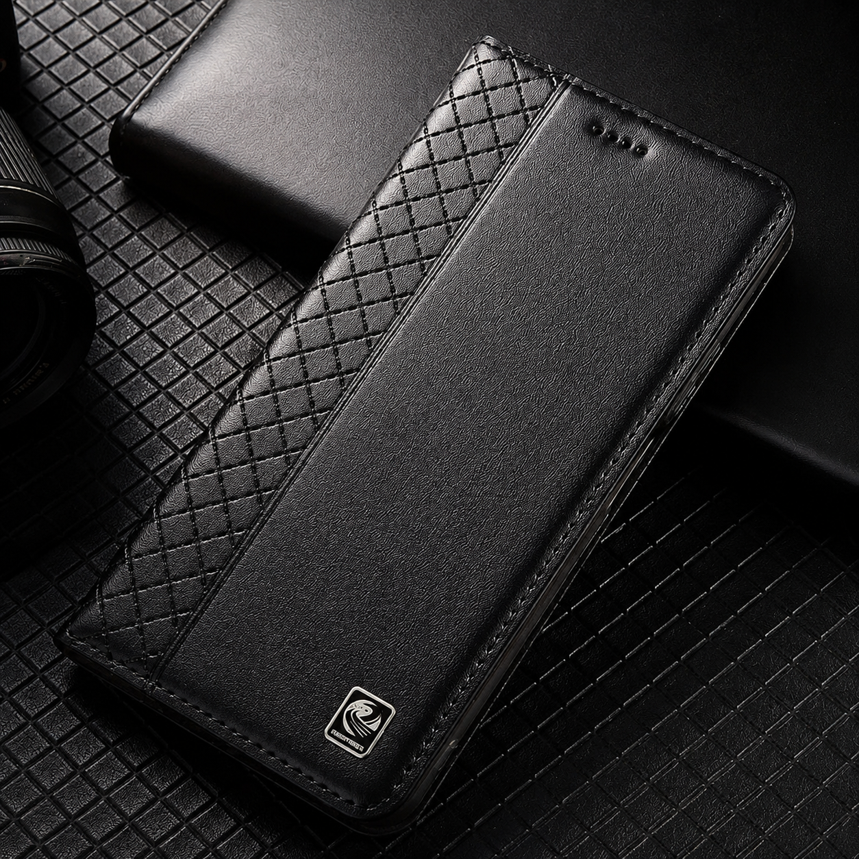 Premium iPhone Case Genuine Nappa Leather Wallet Flip Cover Card Holder Magnetic Closure Stand Function Shockproof Protective Business Design