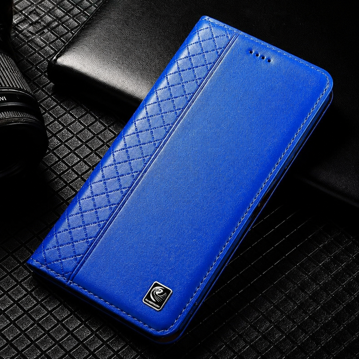 Premium iPhone Case Genuine Nappa Leather Wallet Flip Cover Card Holder Magnetic Closure Stand Function Shockproof Protective Business Design