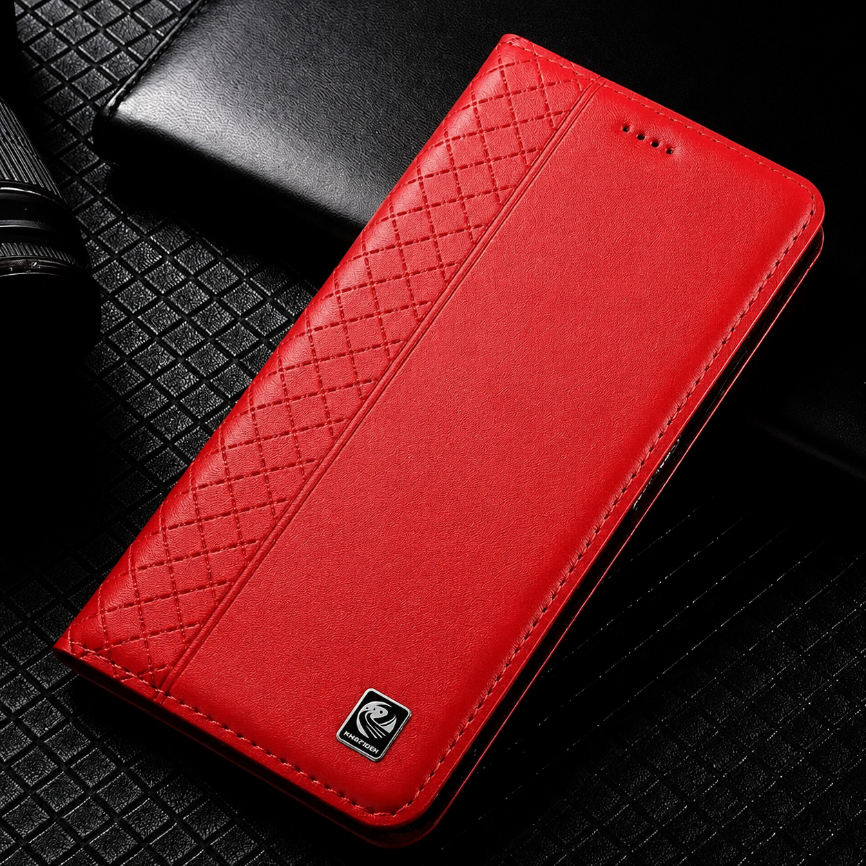 Premium iPhone Case Genuine Nappa Leather Wallet Flip Cover Card Holder Magnetic Closure Stand Function Shockproof Protective Business Design