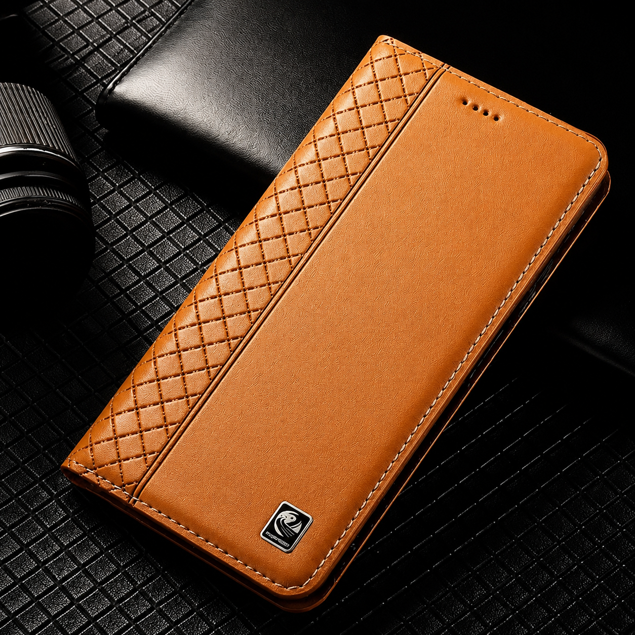 Premium iPhone Case Genuine Nappa Leather Wallet Flip Cover Card Holder Magnetic Closure Stand Function Shockproof Protective Business Design