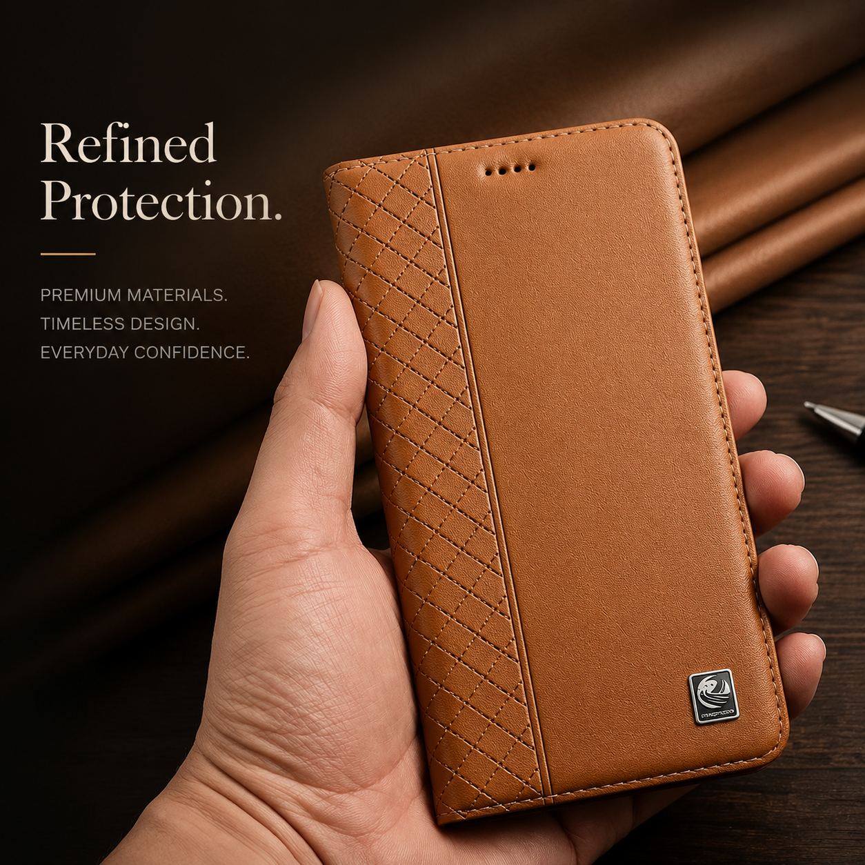 Premium iPhone Case Genuine Nappa Leather Wallet Flip Cover Card Holder Magnetic Closure Stand Function Shockproof Protective Business Design