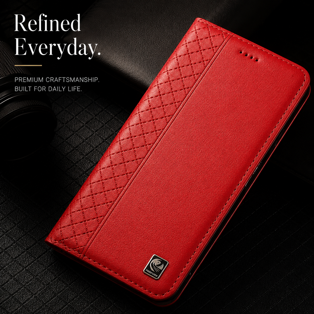 Premium iPhone Case Genuine Nappa Leather Wallet Flip Cover Card Holder Magnetic Closure Stand Function Shockproof Protective Business Design