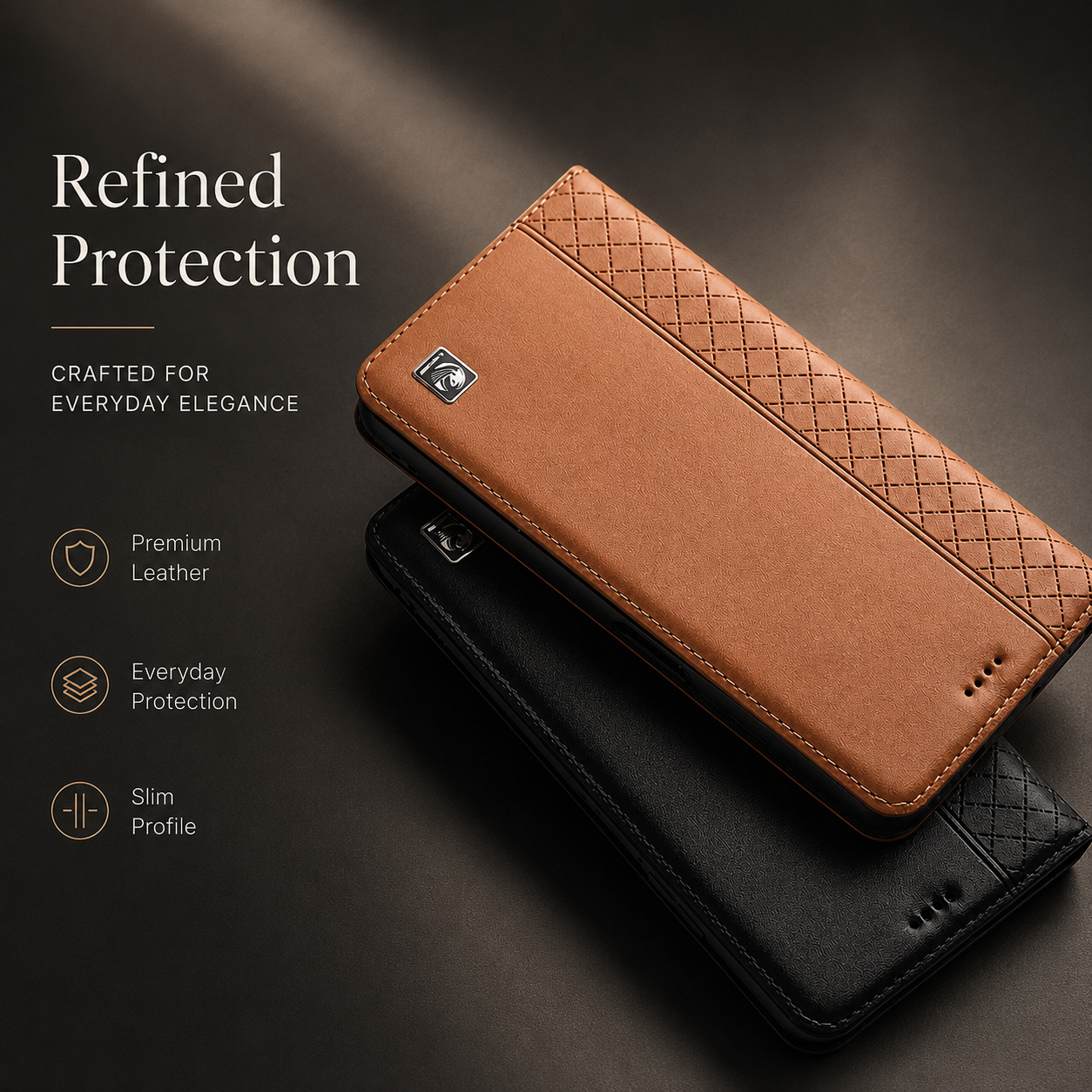 Premium iPhone Case Genuine Nappa Leather Wallet Flip Protective Cover Card Holder Magnetic Closure Kickstand Shockproof Full Body Business Design