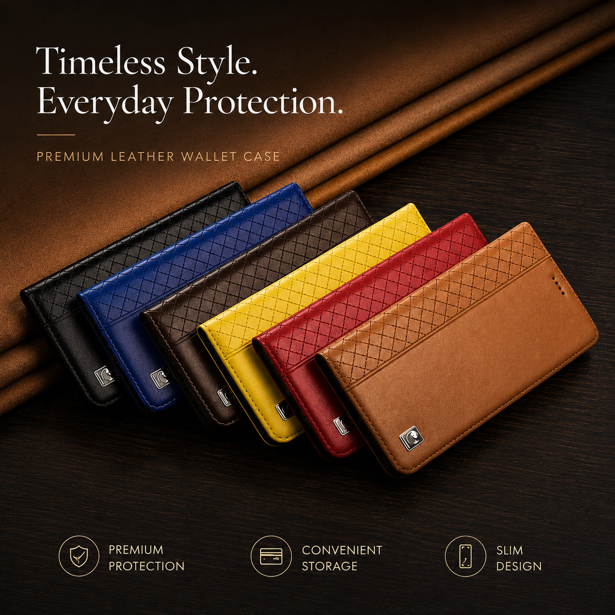 Premium iPhone Case Genuine Nappa Leather Wallet Flip Protective Cover Card Holder Magnetic Closure Kickstand Shockproof Full Body Business Design