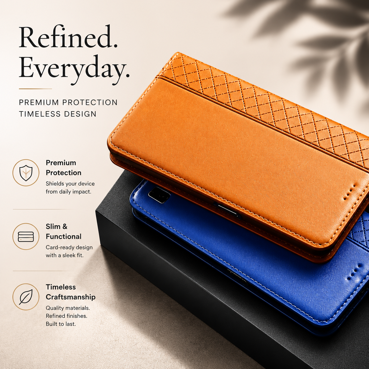 Premium iPhone Case Genuine Nappa Leather Wallet Flip Protective Cover Card Holder Magnetic Closure Kickstand Shockproof Full Body Business Design