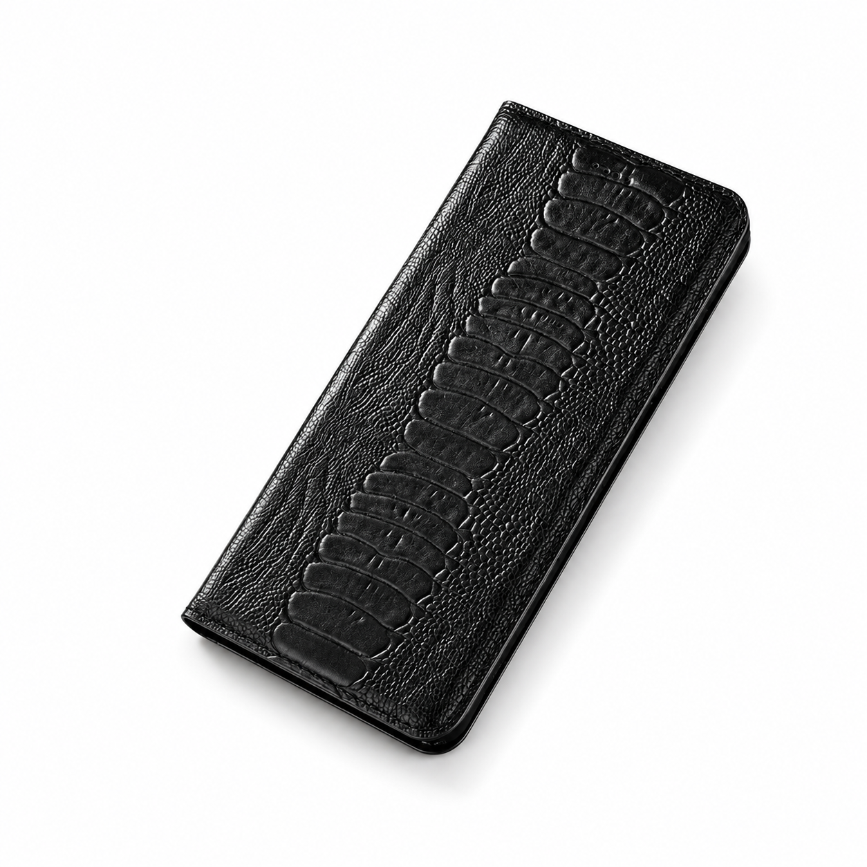 Premium iPhone Case Genuine Ostrich Leather Wallet Cover Camera Lens Protection Magnetic Card Holder Kickstand Anti Scratch Full Coverage